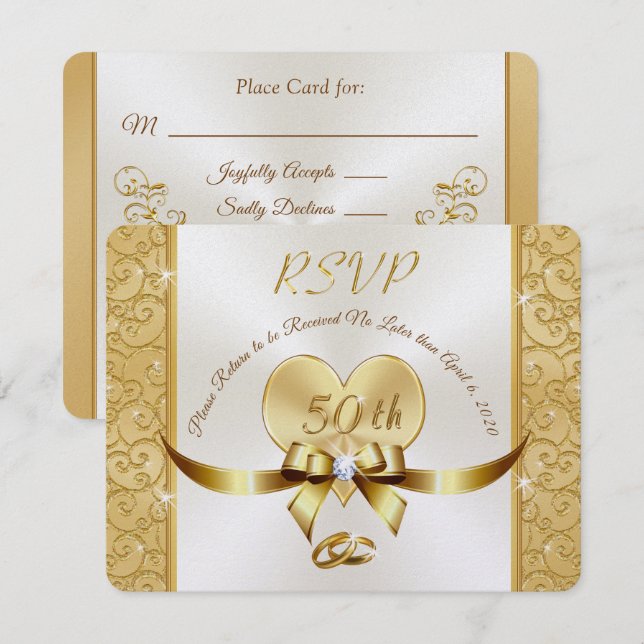 Cartes RSVP pour commande spéciale Millie 50e anni (Devant / Derrière)