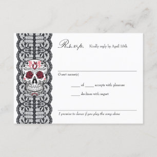 Cartes RSVP pour crâne à sucre Lace Arrière - plan