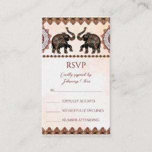 Cartes RSVP pour éléphants mariages indiens