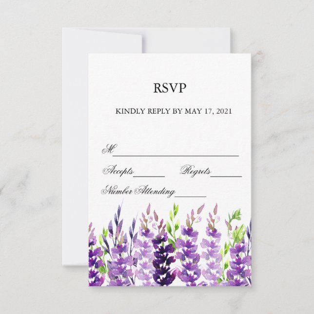 Cartes RSVP pour Lavender couleur Mariage violet (Devant)