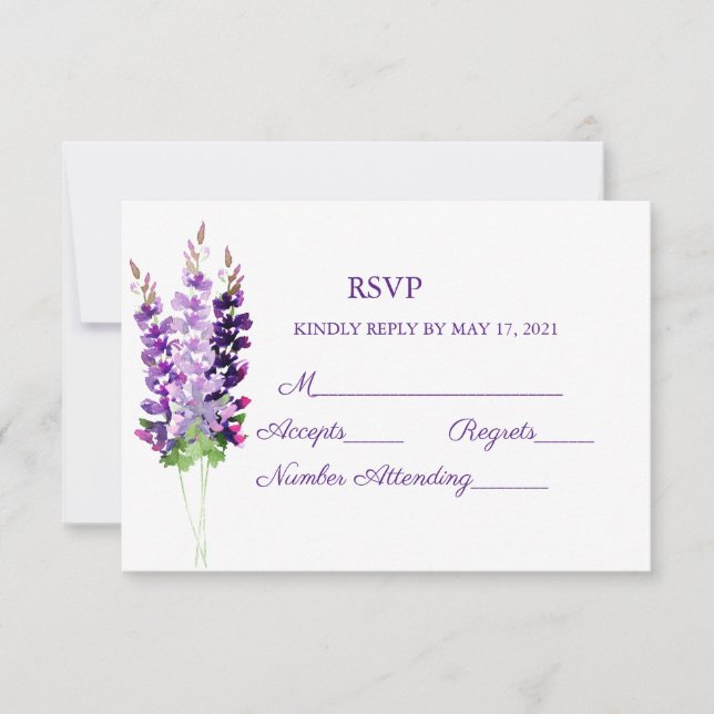 Cartes RSVP pour Lavender couleur Mariage violet (Devant)