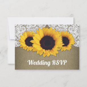 Cartes RSVP pour le Burlap de tournesol et le mari
