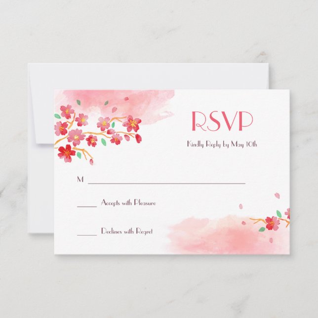 Cartes RSVP pour les branches Cherry Blossoms (Devant)
