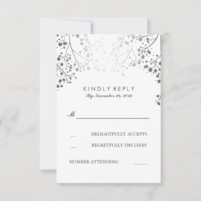 Cartes RSVP pour mariage argenté pour bébé (Devant)