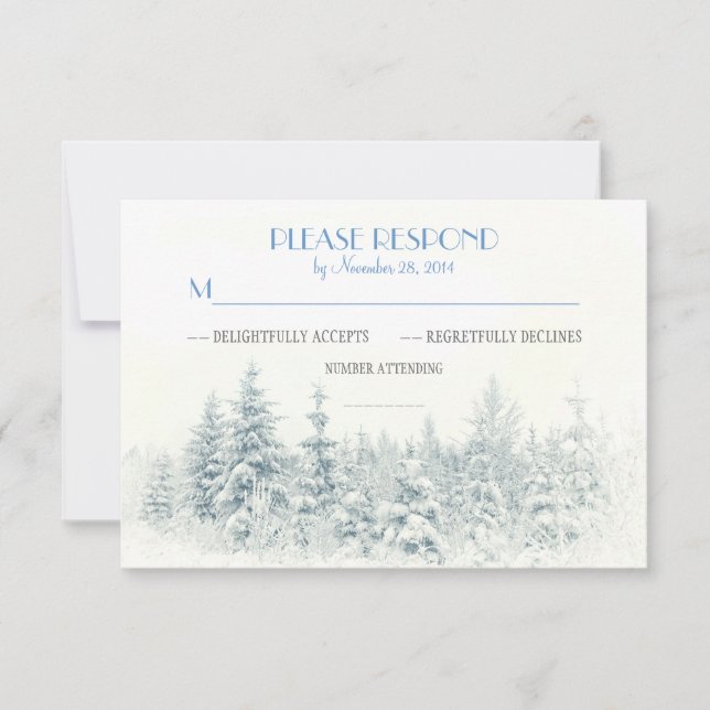 Cartes RSVP pour mariage d'hiver blanc (Devant)