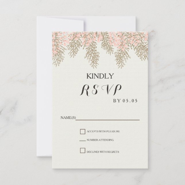 Cartes RSVP pour mariage en or bleu ivoire (Devant)