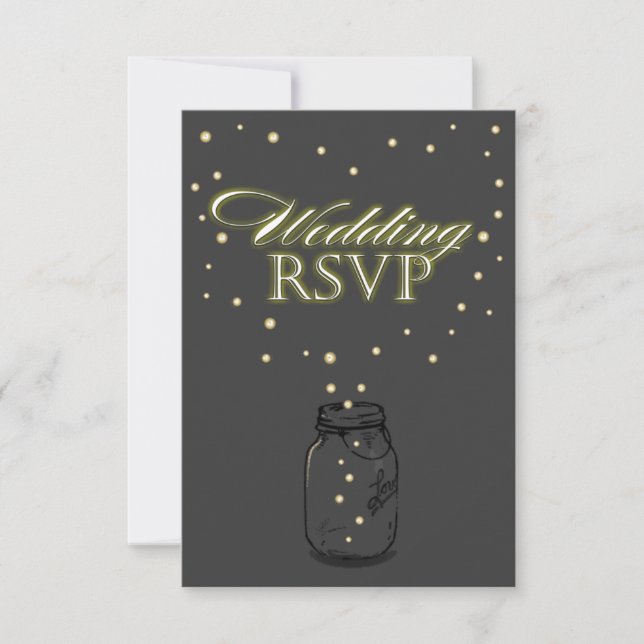 Cartes RSVP pour mariage Firefly Mason gris foncé (Devant)