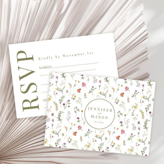 Cartes RSVP pour mariage fleur sauvage de prairie  (Créateur téléchargé)