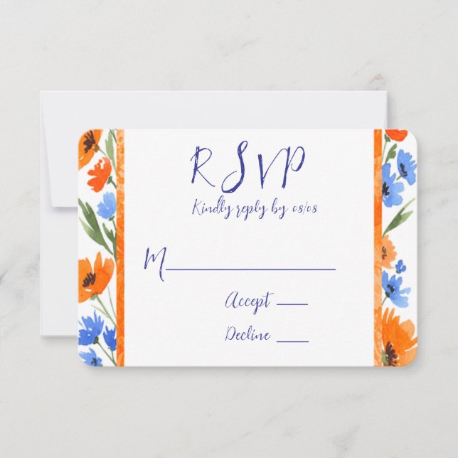 Cartes RSVP pour mariage Fleur sauvage d'été (Devant)