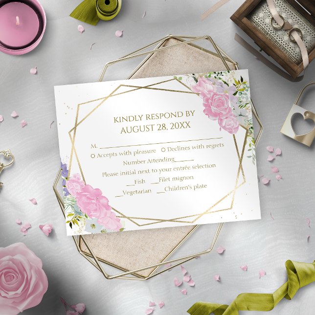 Cartes RSVP pour mariage Fleur sauvage doré (Créateur téléchargé)