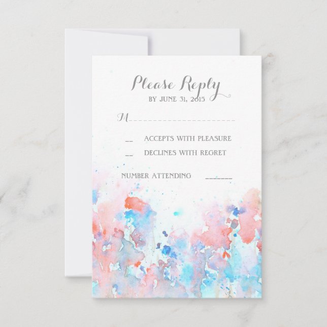 Cartes RSVP pour mariage floral aquarelle (Devant)