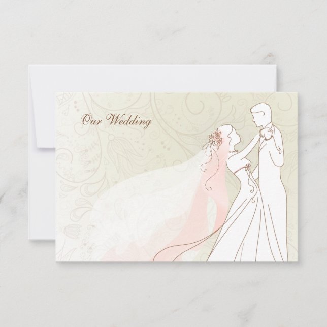 Cartes RSVP pour mariage mariée et mariée élégante (Devant)