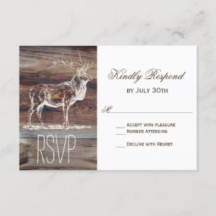 Cartes RSVP pour mariage sauvage en wapiti rustiqu