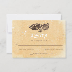 Cartes RSVP pour mariage sur le sable et les coqui