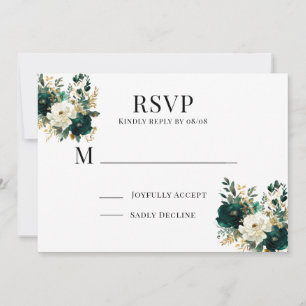 Cartes RSVP pour mariage vert blanc et or