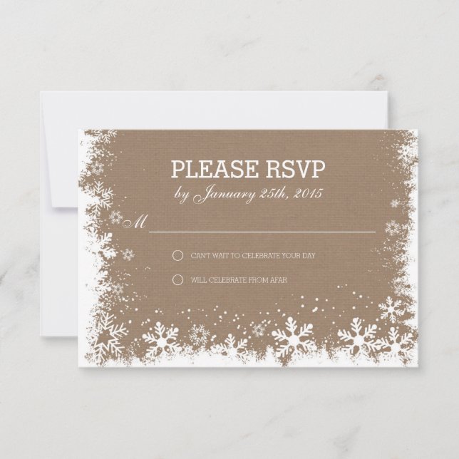 Cartes RSVP pour mariages d'hiver aux flocons de n (Devant)