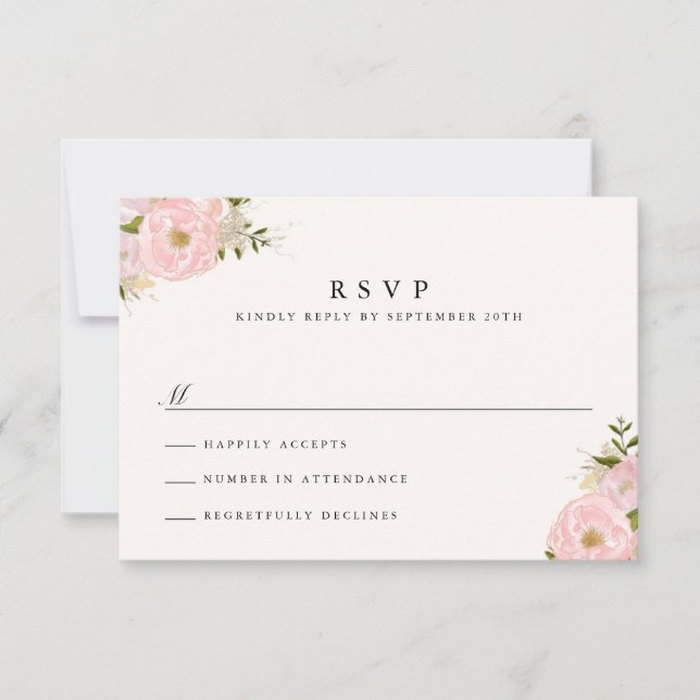 Cartes RSVP pour Peony Parties scintillant en or r (Devant)