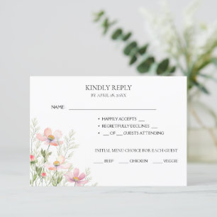 Cartes RSVP pour un mariage aux fleurs sauvages.
