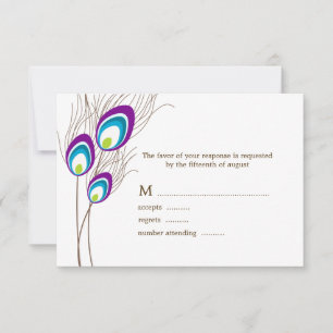 Cartes RSVP pourpres Peacock
