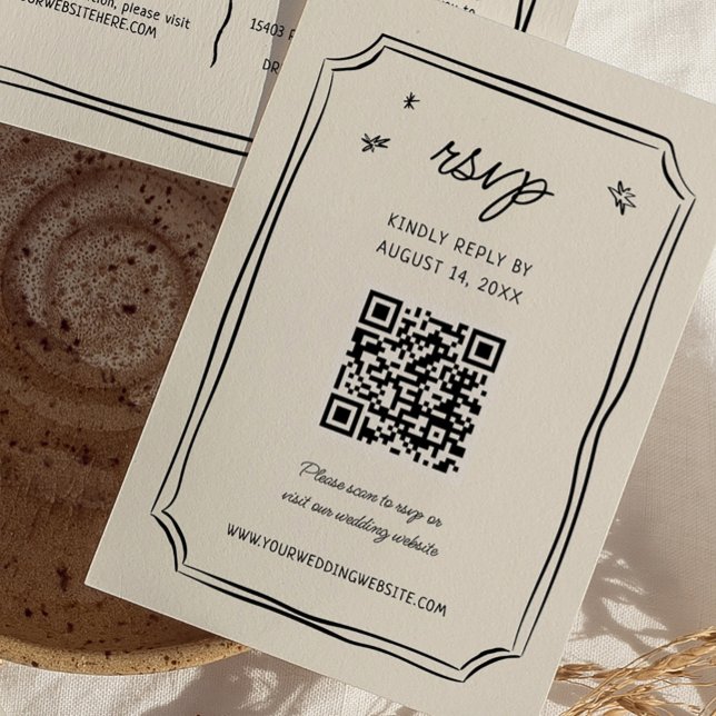 Cartes RSVP QR Quirky Mariage Tirées à la main (Créateur téléchargé)