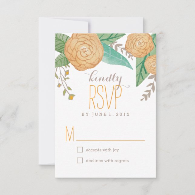 Cartes RSVP/réponse Mariage de fleurs peintes (Devant)
