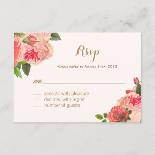 Cartes RSVP romantiques Peonie corail et Parties s