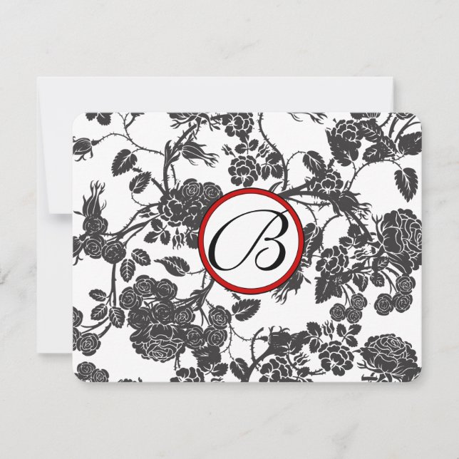 Cartes RSVP Rose noir et gris (Devant)