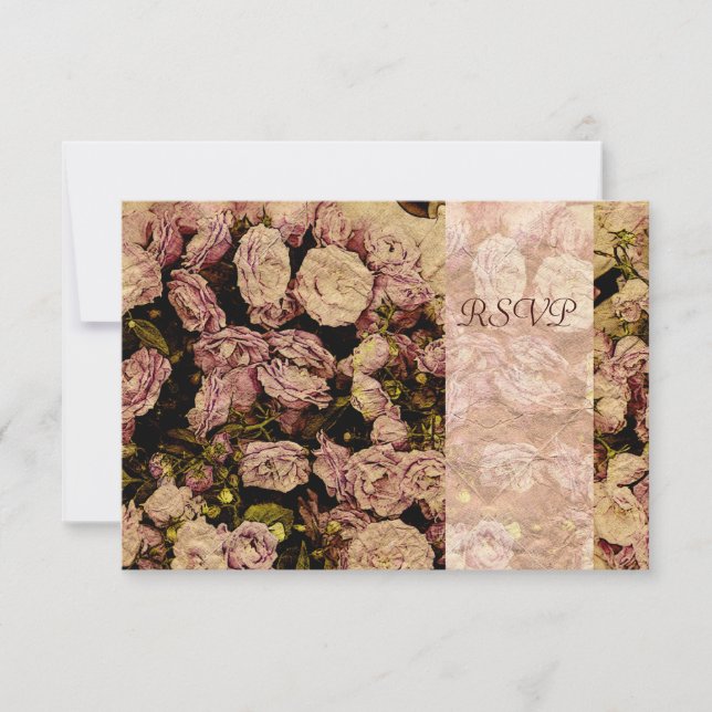 Cartes RSVP rose victorienne (Devant)