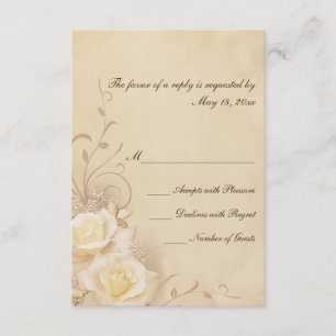 Cartes RSVP Roses Sepia