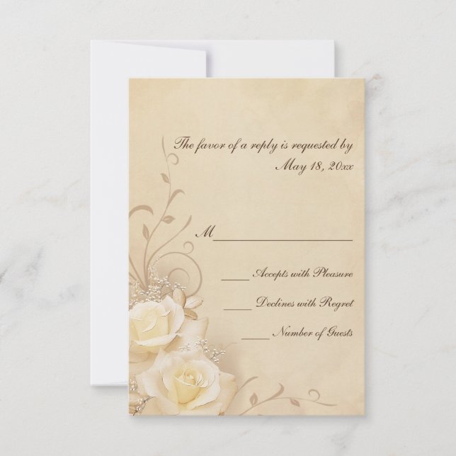 Cartes RSVP Roses Sepia (Devant)