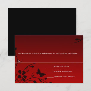 Cartes RSVP rouges et noires pour papillon