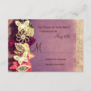 Cartes RSVP Russes Feuille violet Mariage de autom