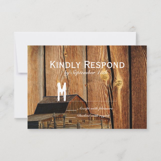 Cartes RSVP Rustic Country Grange (Devant)