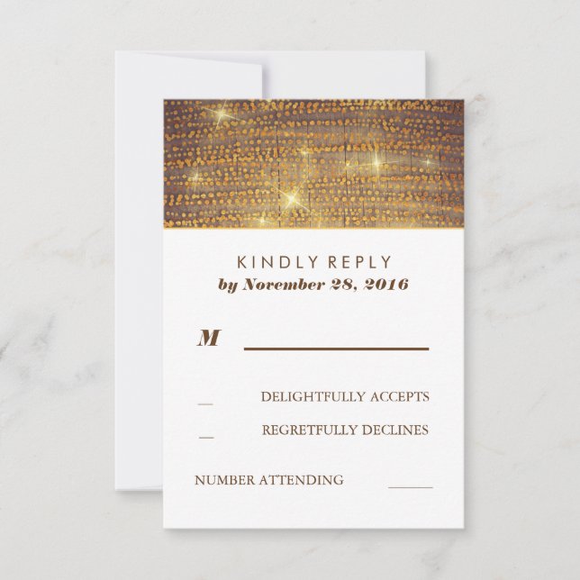 Cartes RSVP Rustic Gold Parties scintillant Confet (Devant)