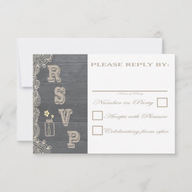 Cartes RSVP Rustic Mason Jar Wedding Wedding (Devant)