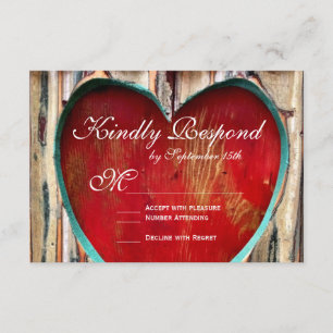 Cartes RSVP Rustic Wood Heart Mariage campagnard