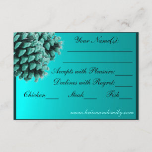 Cartes RSVP Rustique bleu cône de pin d'hiver