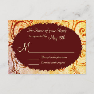 Cartes RSVP Rustique Shabby Country Maroon Wedding