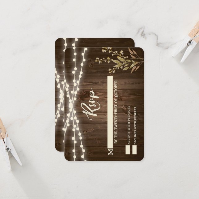 Cartes RSVP rustiques (Devant/Arrière en situation)