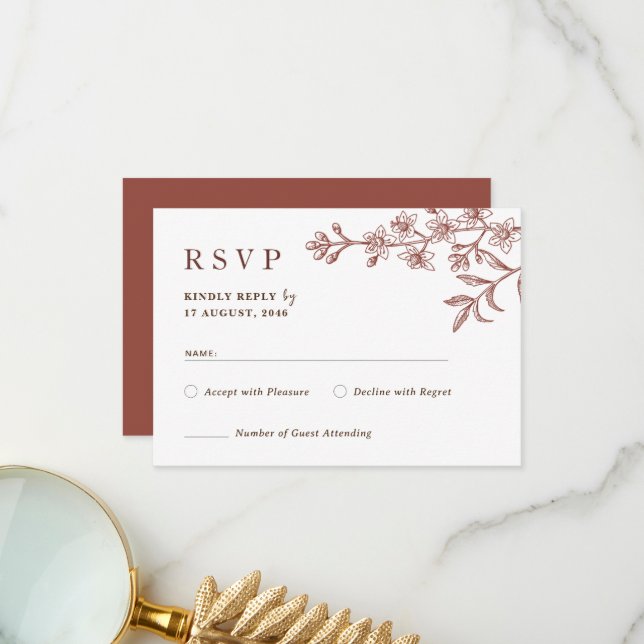 Cartes RSVP Rustiques Boho Chic Floral Wedding (Devant/Arrière en situation)