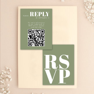 Cartes RSVP Sage Green pour code QR Mariage