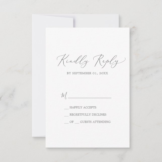 Cartes RSVP simples pour calligraphie en argent (Devant)
