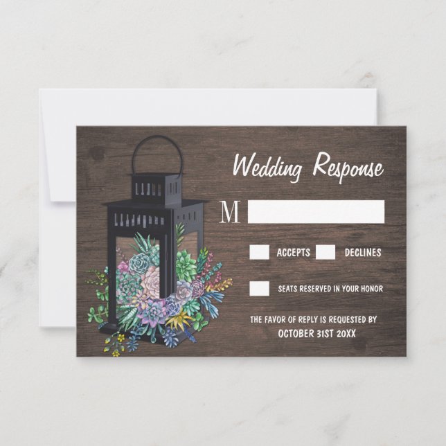 Cartes RSVP Succulentes Rustiques De Mariage En Bo (Devant)
