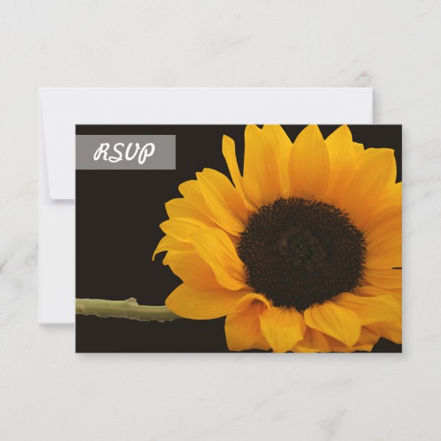 Cartes RSVP Tournesol Photo sur Fond Noir (Devant)
