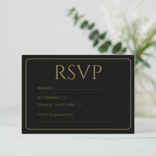 Cartes RSVP traditionnelles noires et or