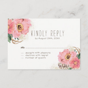 Cartes RSVP Tribal Bohemian Watercolor