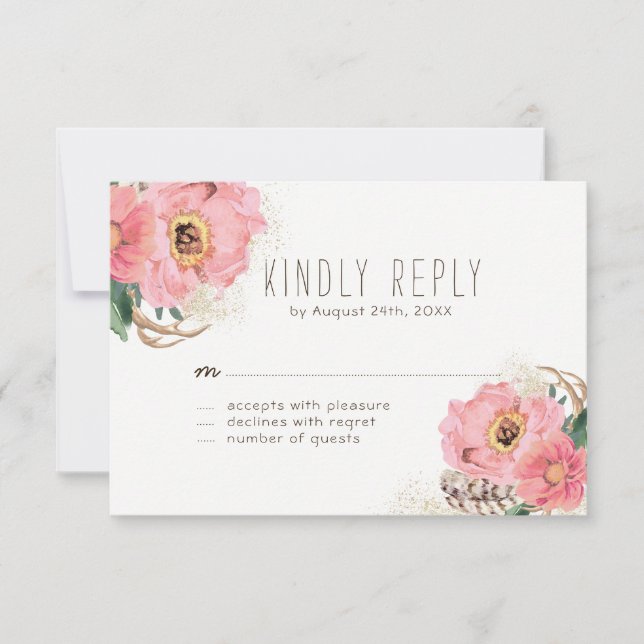 Cartes RSVP Tribal Bohemian Watercolor (Devant)