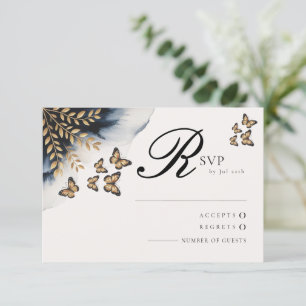 Cartes RSVP Vagues d'hiver aux ailes dorées