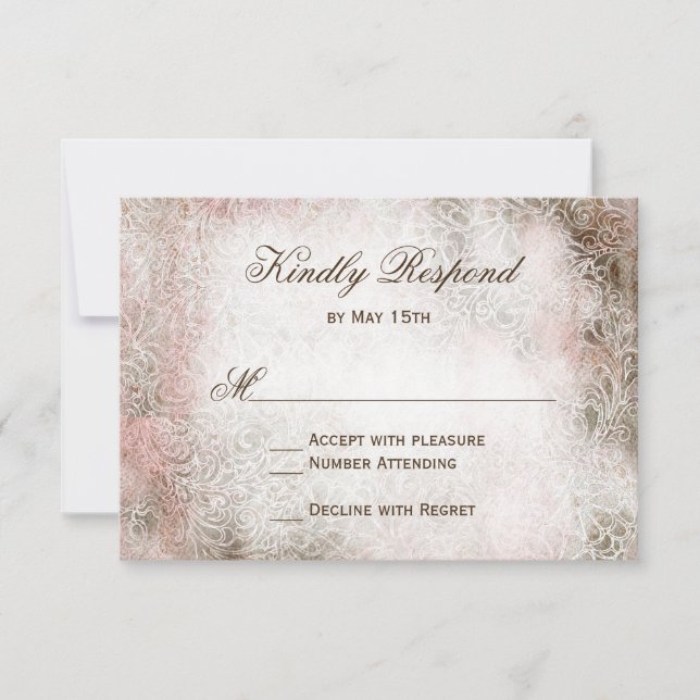 Cartes RSVP vintage Blush Élégant Mariage Rustique (Devant)
