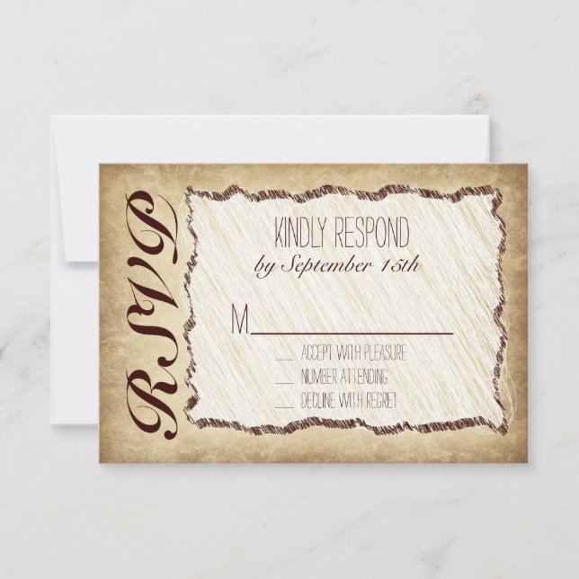 Cartes RSVP vintage Mariage campagnard Rustique (Devant)